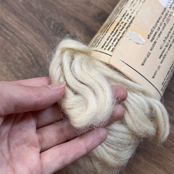 Vintage Mohair Natural Fiber Hand Spun Ivory Heavy Yarn- Mountain Home Mohair - Picture 6 of 11